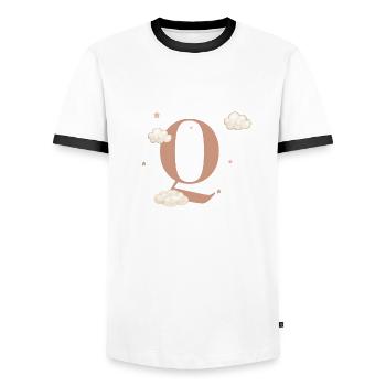 Letter Q Clouds Stars - Men's Ringer Shirt - white/black - Front - AI Model Female 172 light (172cm) & AI Model Male 178 dark (178cm)