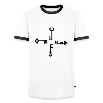Quatre touches - T-shirt contrasté Homme - blanc/noir - Devant - AI Model Female 172 light (172cm) & AI Model Male 178 dark (178cm)