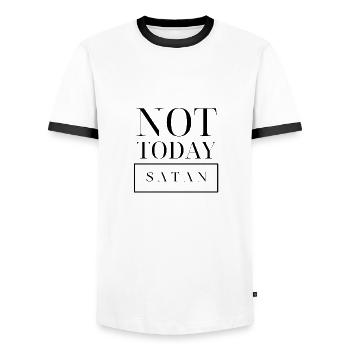 not today satan - Men's Ringer Shirt - white/black - Front - AI Model Female 172 light (172cm) & AI Model Male 178 dark (178cm)