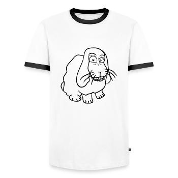 Lapin Lapin Drôle Visage Grimace Sourire - T-shirt contrasté Homme - blanc/noir - Devant - AI Model Female 172 light (172cm) & AI Model Male 178 dark (178cm)