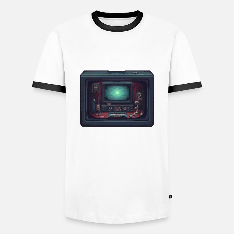 Computer im Computer - Männer Kontrast-T-Shirt - Weiß/Schwarz