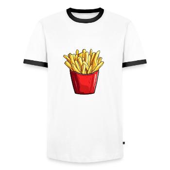 Pommes French Fries - Männer Kontrast-T-Shirt - Weiß/Schwarz - Vorne - AI Model Female 172 light (172cm) & AI Model Male 178 dark (178cm)