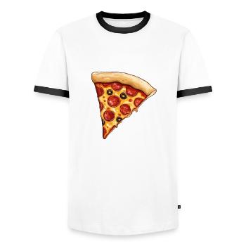 Pizza - Men's Ringer Shirt - white/black - Front - AI Model Female 172 light (172cm) & AI Model Male 178 dark (178cm)