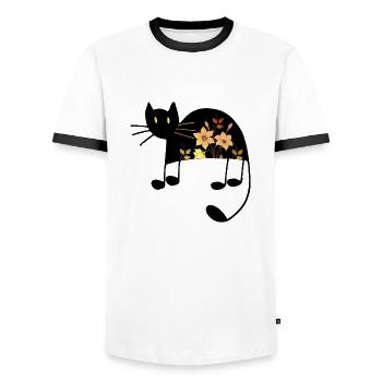 Katze - Männer Kontrast-T-Shirt - Weiß/Schwarz - Vorne - AI Model Female 172 light (172cm) & AI Model Male 178 dark (178cm)