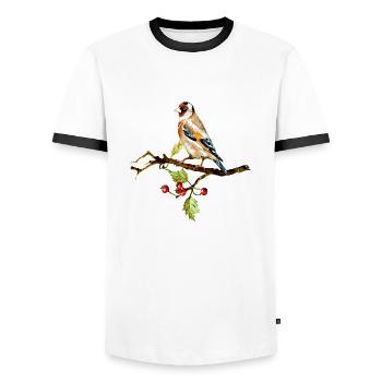 Bunter Vogel - Männer Kontrast-T-Shirt - Weiß/Schwarz - Vorne - AI Model Female 172 light (172cm) & AI Model Male 178 dark (178cm)