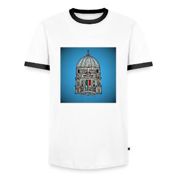 Italienische Städte - Männer Kontrast-T-Shirt - Weiß/Schwarz - Vorne - AI Model Female 172 light (172cm) & AI Model Male 178 dark (178cm)