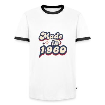 Made in 1960 Retro - Men's Ringer Shirt - white/black - Front - AI Model Female 172 light (172cm) & AI Model Male 178 dark (178cm)