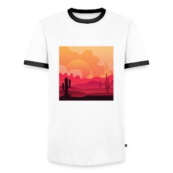 Desert Cactus Silhouette Sunset - Men's Ringer Shirt - white/black - Front - AI Model Female 172 light (172cm) & AI Model Male 178 dark (178cm)