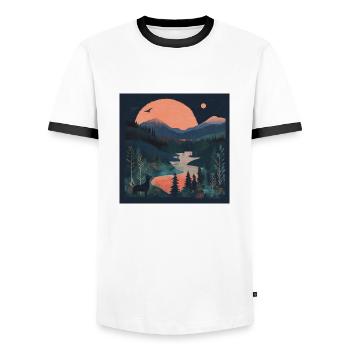 Landscape 2 - Männer Kontrast-T-Shirt - Weiß/Schwarz - Vorne - AI Model Female 172 light (172cm) & AI Model Male 178 dark (178cm)