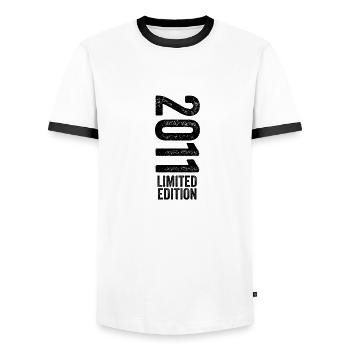 2011 Limited Edition Birthday Gift 2011 - Men's Ringer Shirt - white/black - Front - AI Model Female 172 light (172cm) & AI Model Male 178 dark (178cm)