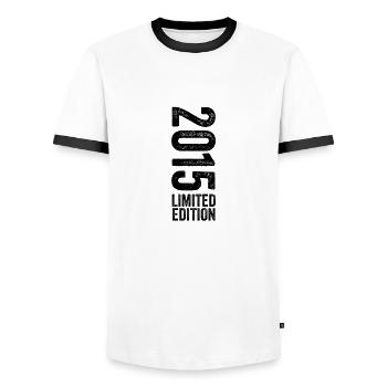 2015 Édition limitée Cadeau d’anniversaire 2015 - T-shirt contrasté Homme - blanc/noir - Devant - AI Model Female 172 light (172cm) & AI Model Male 178 dark (178cm)