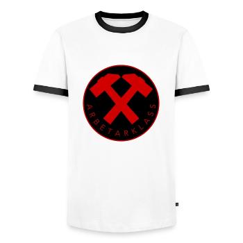Working class - Men's Ringer Shirt - white/black - Front - AI Model Female 172 light (172cm) & AI Model Male 178 dark (178cm)