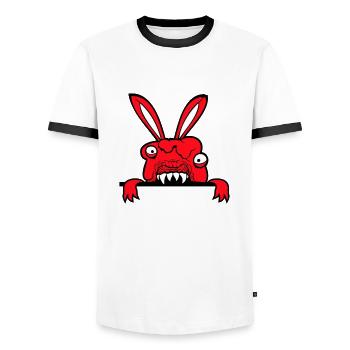 Lapin Monstre Mal Dangereux Cool Halloween Horreur - T-shirt contrasté Homme - blanc/noir - Devant - AI Model Female 172 light (172cm) & AI Model Male 178 dark (178cm)