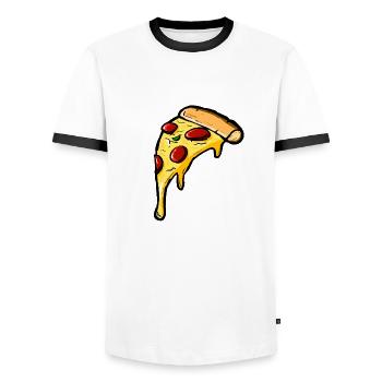 pizza - Men's Ringer Shirt - white/black - Front - AI Model Female 172 light (172cm) & AI Model Male 178 dark (178cm)