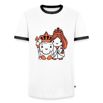 2 Ducks King Queen Prince Princess Couple Crown - Men's Ringer Shirt - white/black - Front - AI Model Female 172 light (172cm) & AI Model Male 178 dark (178cm)