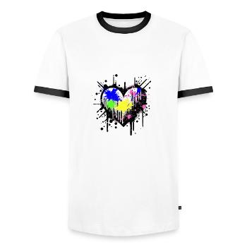 Colorsplash Heart - Männer Kontrast-T-Shirt - Weiß/Schwarz - Vorne - AI Model Female 172 light (172cm) & AI Model Male 178 dark (178cm)