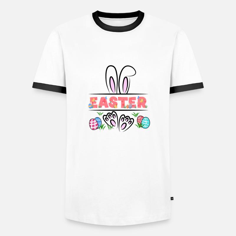 easter is here - Men's Ringer Shirt - white/black