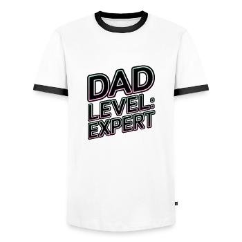 Dad Level: Expert - Men's Ringer Shirt - white/black - Front - AI Model Female 172 light (172cm) & AI Model Male 178 dark (178cm)