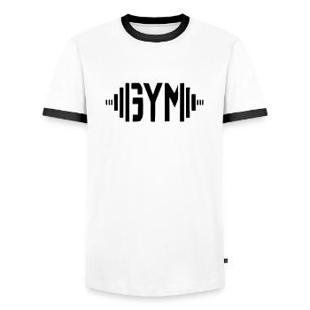 gym - Men's Ringer Shirt - white/black - Front - AI Model Female 172 light (172cm) & AI Model Male 178 dark (178cm)
