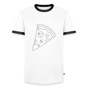 black pizza slice silhouette - Men's Ringer Shirt - white/black - Front - AI Model Female 172 light (172cm) & AI Model Male 178 dark (178cm)