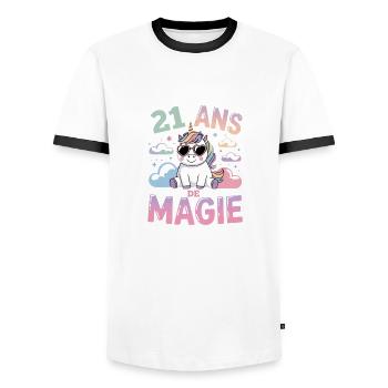 21 ans de magie - T-shirt contrasté Homme - blanc/noir - Devant - AI Model Female 172 light (172cm) & AI Model Male 178 dark (178cm)
