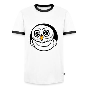 Owl Bird Eagle Owl Night Bird Barn Owl Owl Comic - Men's Ringer Shirt - white/black - Front - AI Model Female 172 light (172cm) & AI Model Male 178 dark (178cm)