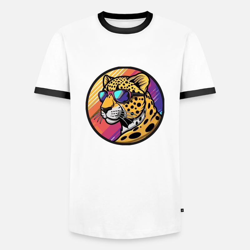 Leopard Comic Cool Summer - Men's Ringer Shirt - white/black