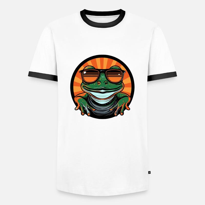 Frosch Cool Sommer - Männer Kontrast-T-Shirt - Weiß/Schwarz