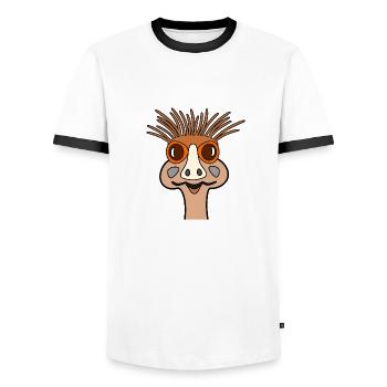 Oiseau Autruche - T-shirt contrasté Homme - blanc/noir - Devant - AI Model Female 172 light (172cm) & AI Model Male 178 dark (178cm)