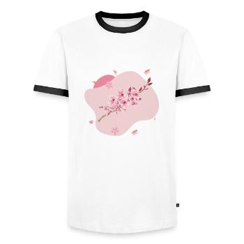 Sakura - T-shirt contrasté Homme - blanc/noir - Devant - AI Model Female 172 light (172cm) & AI Model Male 178 dark (178cm)