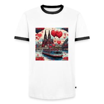 kölner dom,dom,koeln,herzen,malerei,pastell - Männer Kontrast-T-Shirt - Weiß/Schwarz - Vorne - AI Model Female 172 light (172cm) & AI Model Male 178 dark (178cm)