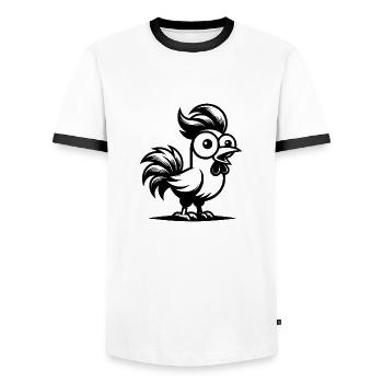 Funny cartoon with rock haircut - Men's Ringer Shirt - white/black - Front - AI Model Female 172 light (172cm) & AI Model Male 178 dark (178cm)