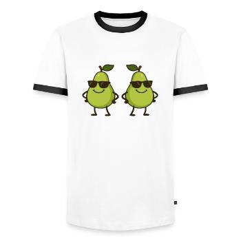 birne comic cool 2 - Männer Kontrast-T-Shirt - Weiß/Schwarz - Vorne - AI Model Female 172 light (172cm) & AI Model Male 178 dark (178cm)