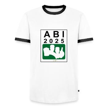 Bier Liga Logo ABI 2025 Grün - Männer Kontrast-T-Shirt - Weiß/Schwarz - Vorne - AI Model Female 172 light (172cm) & AI Model Male 178 dark (178cm)