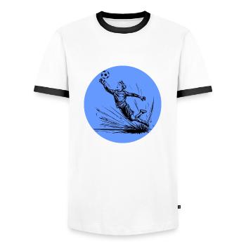 Goalkeeper - Men's Ringer Shirt - white/black - Front - AI Model Female 172 light (172cm) & AI Model Male 178 dark (178cm)