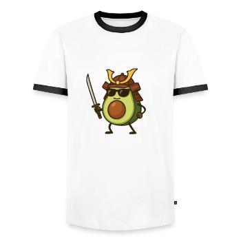 avocado samurai - Männer Kontrast-T-Shirt - Weiß/Schwarz - Vorne - AI Model Female 172 light (172cm) & AI Model Male 178 dark (178cm)