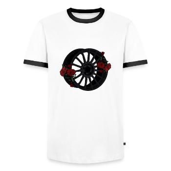 Rim - Men's Ringer Shirt - white/black - Front - AI Model Female 172 light (172cm) & AI Model Male 178 dark (178cm)
