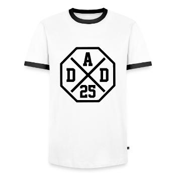 Dad 25 Dad Baby Dad 2025 Father's Day Gift - Men's Ringer Shirt - white/black - Front - AI Model Female 172 light (172cm) & AI Model Male 178 dark (178cm)