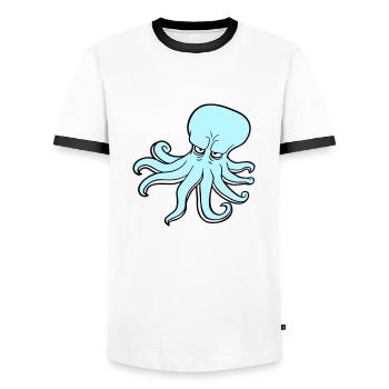 Oktopus Kraken Tintenfisch Kopffüßer Böser Blick - Männer Kontrast-T-Shirt - Weiß/Schwarz - Vorne - AI Model Female 172 light (172cm) & AI Model Male 178 dark (178cm)