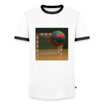 Sport - Handball - T-shirt contrasté Homme - blanc/noir - Devant - AI Model Female 172 light (172cm) & AI Model Male 178 dark (178cm)