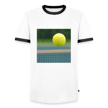 Sportarten - Tennis - Männer Kontrast-T-Shirt - Weiß/Schwarz - Vorne - AI Model Female 172 light (172cm) & AI Model Male 178 dark (178cm)