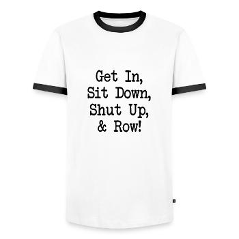 Monter S’asseoir Tais-toi et Ramer - Rudern - Aviron - T-shirt contrasté Homme - blanc/noir - Devant - AI Model Female 172 light (172cm) & AI Model Male 178 dark (178cm)