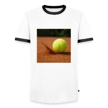 Sports - Tennis - T-shirt contrasté Homme - blanc/noir - Devant - AI Model Female 172 light (172cm) & AI Model Male 178 dark (178cm)