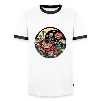 Lune Vintage - T-shirt contrasté Homme - blanc/noir - Devant - AI Model Female 172 light (172cm) & AI Model Male 178 dark (178cm)