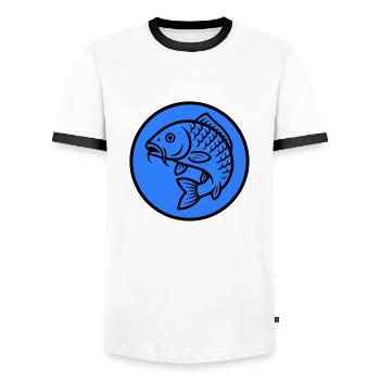 Carp Fish - Men's Ringer Shirt - white/black - Front - AI Model Female 172 light (172cm) & AI Model Male 178 dark (178cm)