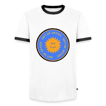 Bild 25 06 17 15 36 55 755 - Männer Kontrast-T-Shirt - Weiß/Schwarz - Vorne - AI Model Female 172 light (172cm) & AI Model Male 178 dark (178cm)