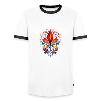 Fleur ornementale - T-shirt contrasté Homme - blanc/noir - Devant - AI Model Female 172 light (172cm) & AI Model Male 178 dark (178cm)