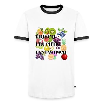 Frisch Fruchtig Fantastisch - Männer Kontrast-T-Shirt - Weiß/Schwarz - Vorne - AI Model Female 172 light (172cm) & AI Model Male 178 dark (178cm)