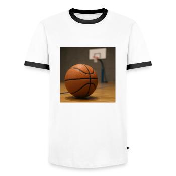 Sports - Basketball - T-shirt contrasté Homme - blanc/noir - Devant - AI Model Female 172 light (172cm) & AI Model Male 178 dark (178cm)