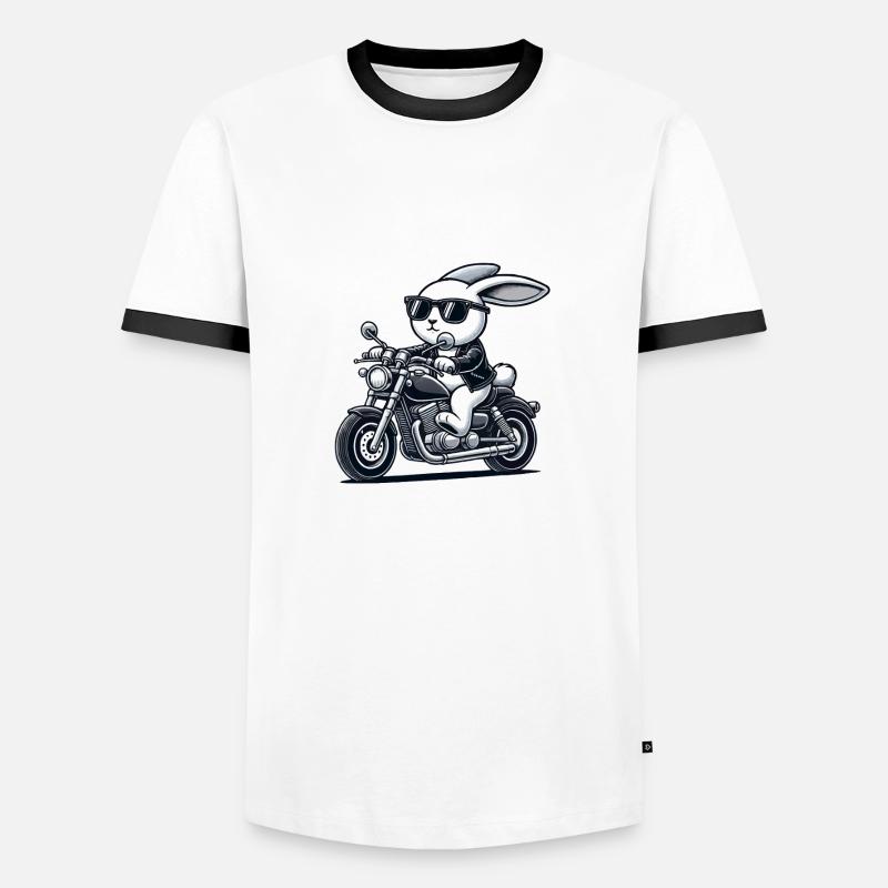 Rabbit Motorcycle - Men's Ringer Shirt - white/black
